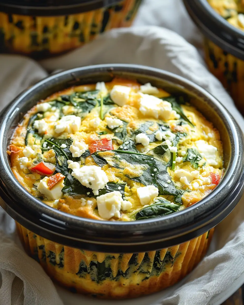 Crockpot Spinach and Feta Breakfast Muffins: Easy Turkey Bacon Twist