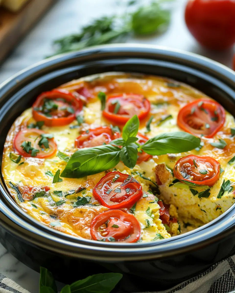 Crockpot Breakfast Frittata: Easy Turkey Bacon and Veggie Delight