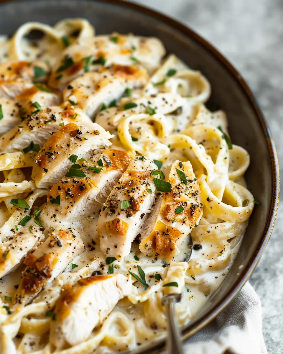 Creamy Garlic Chicken Pasta with Turkey Bacon: Easy and Indulgent
