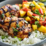 Chicken with Caribbean Rice & Mango Salsa