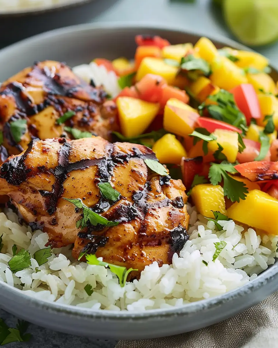 Chicken with Caribbean Rice &amp; Mango Salsa: A Flavorful Escape