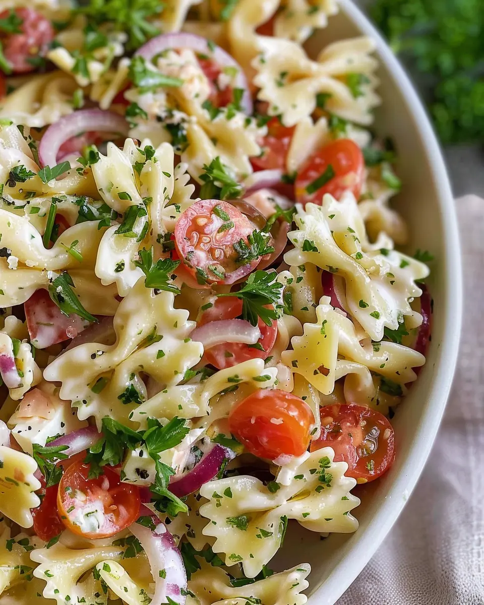 Bow Tie Pasta Salad with Turkey Bacon and Chicken Ham Delight