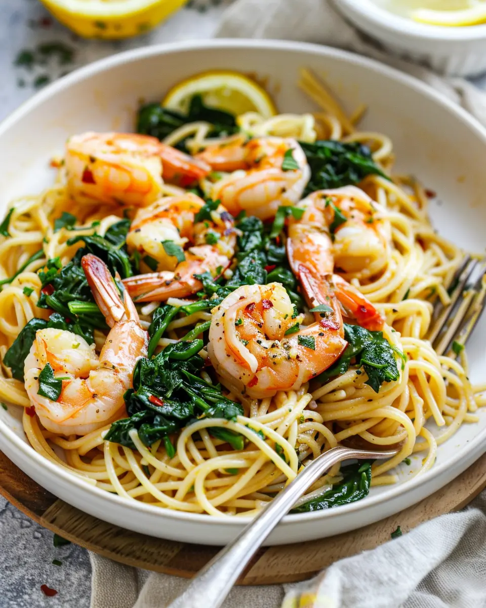 Lemon Garlic Shrimp Pasta: Easy &amp; Healthy Spinach Delight