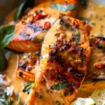 Coconut Curry Salmon with Garlic Butter.