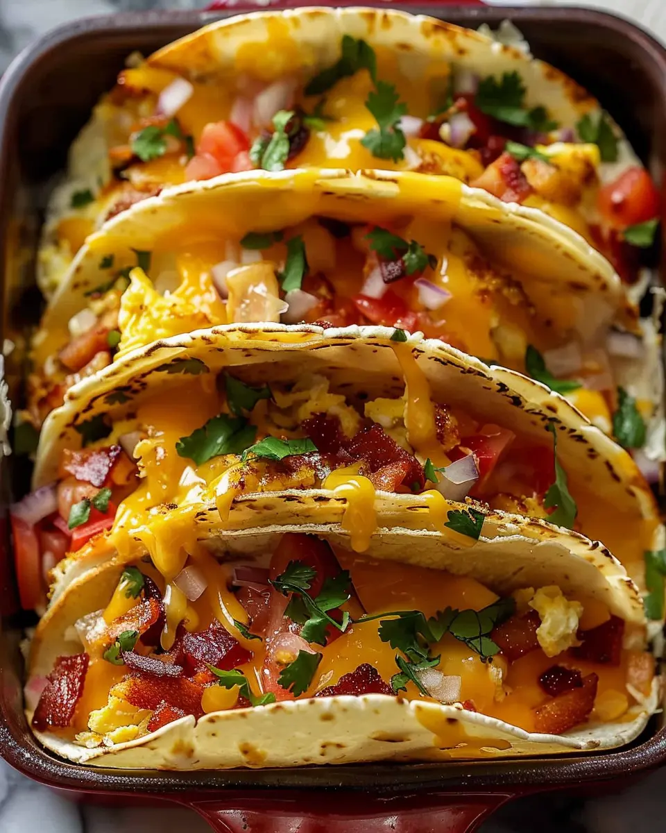 Tasty Baked Breakfast Tacos with Turkey Bacon and Chicken Ham