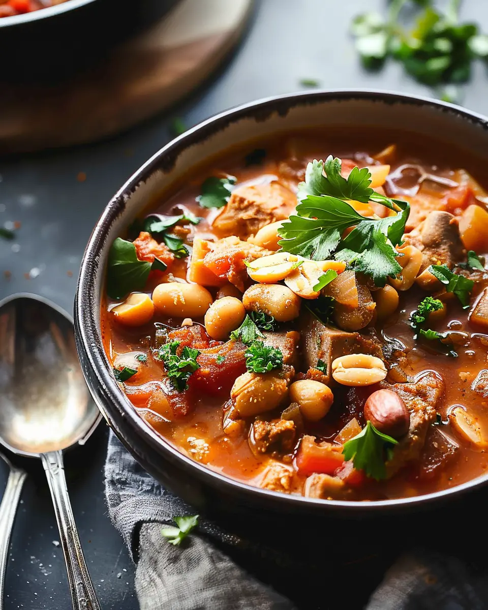 West African Peanut Stew: Easy Recipe with Turkey Bacon Delight