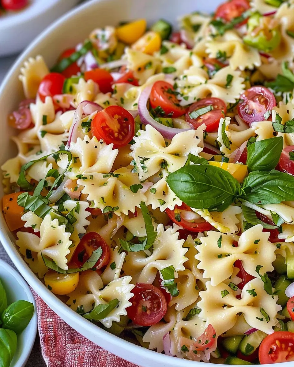 Bow Tie Pasta Salad with Turkey Bacon and Chicken Ham Delight
