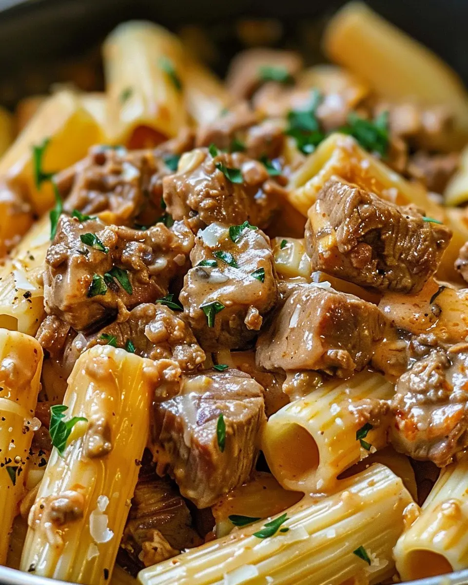 Creamy Parmesan Beef: Indulgent Rigatoni Pasta Delight