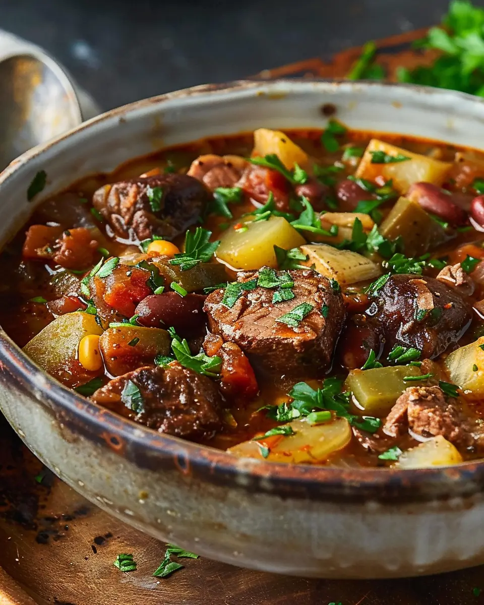 Cowboy Stew: Easy Comfort Food with Turkey Bacon and Chicken Ham