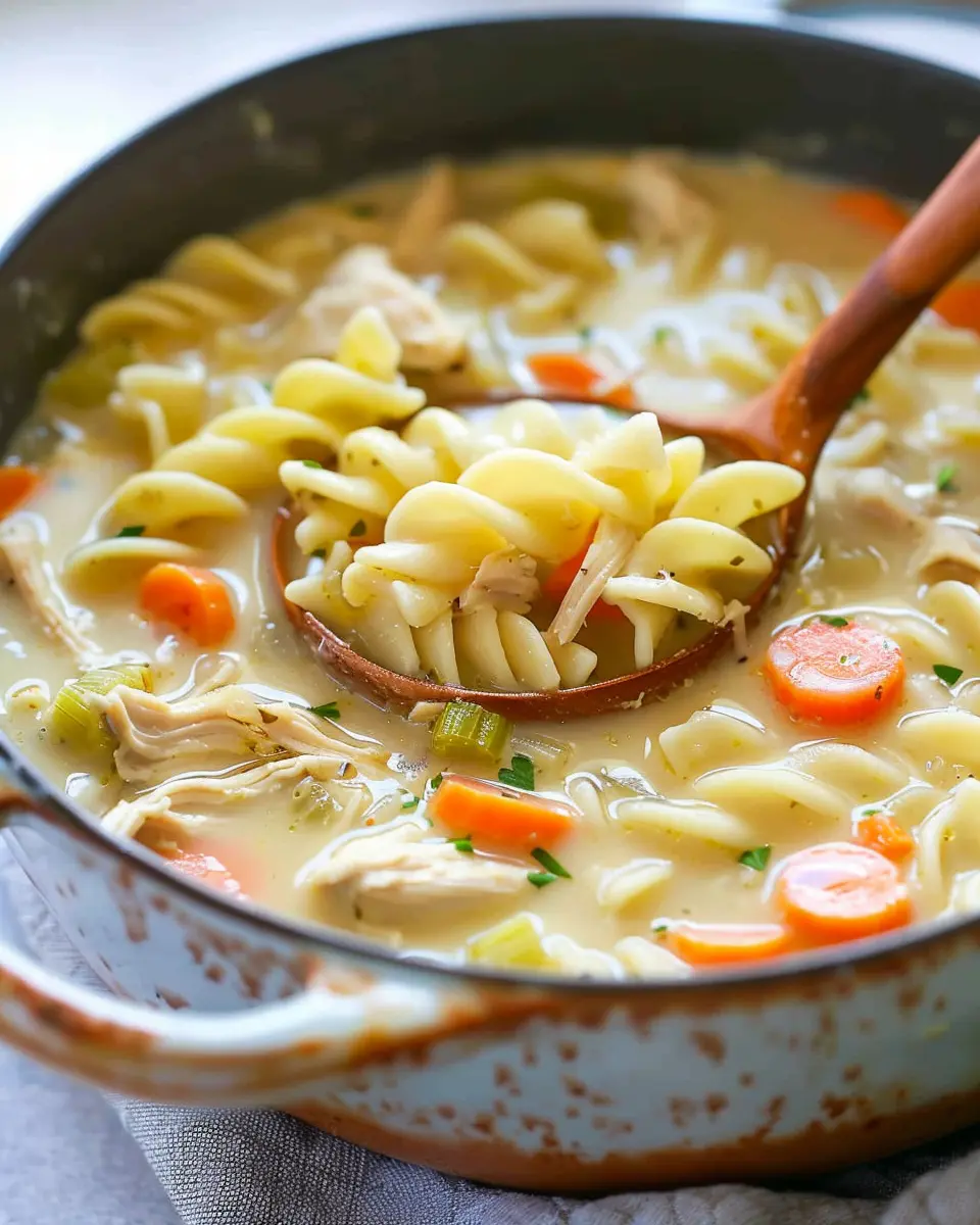 Creamy Chicken Noodle Soup with Turkey Bacon and Chicken Ham Delight
