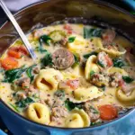 Slow Cooker Creamy Tortellini and Sausage Soup