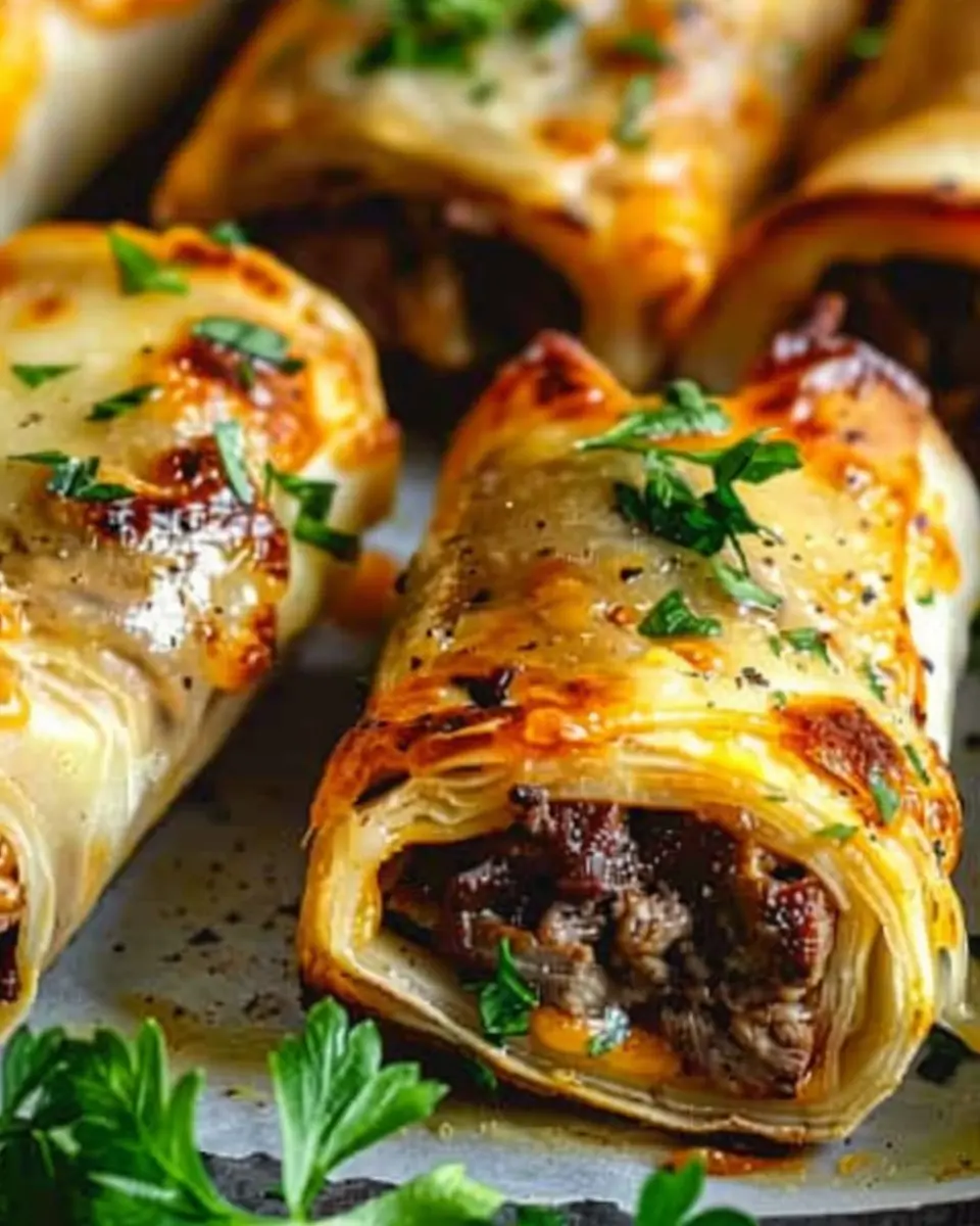 Keto Philly Cheesesteak Roll Ups with Turkey Bacon and Chicken Ham