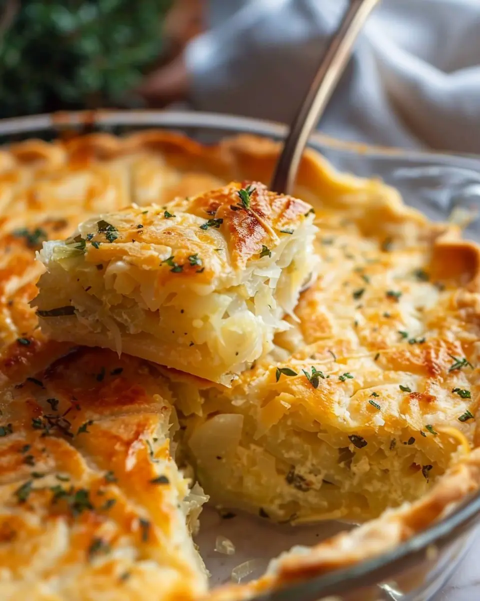 Cabbage Pie Delight with Turkey Bacon and Chicken Ham Recipe