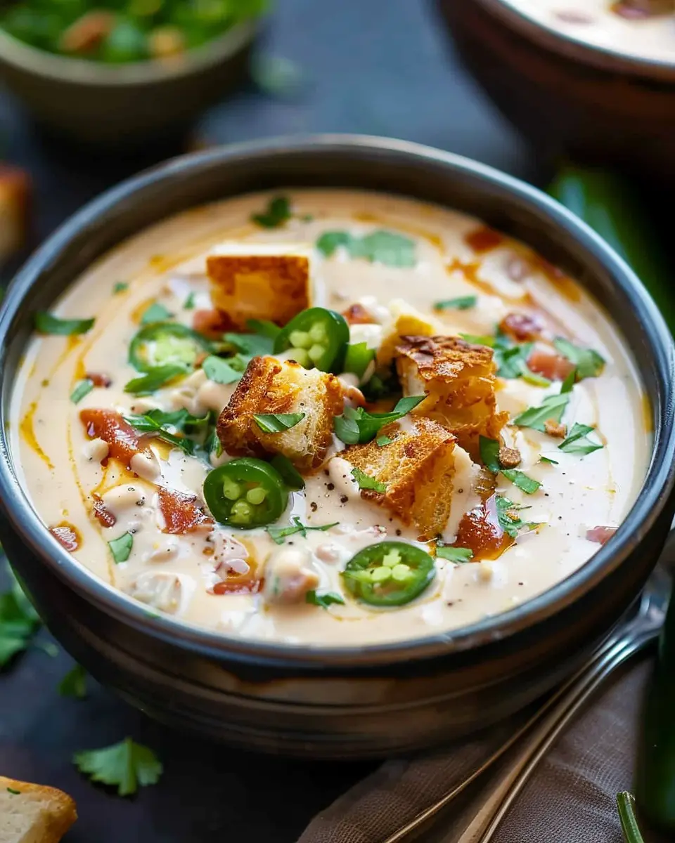Spicy Jalapeño Popper Soup: Easy Comfort with Turkey Bacon and Chicken Ham