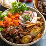 Burger Bowls with Caramelized Onion Aioli