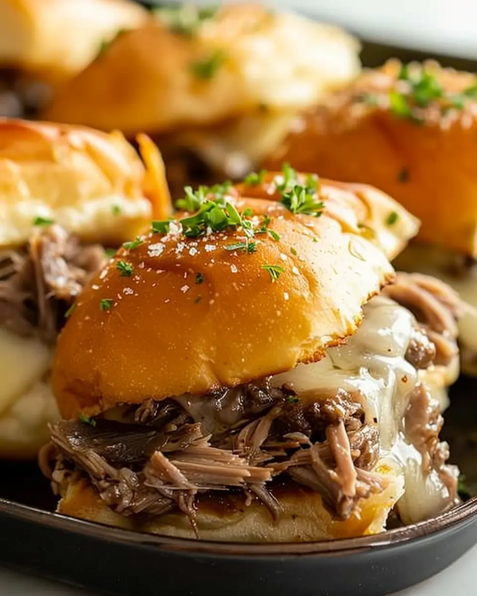 French Dip Sliders: Juicy Turkey Bacon and Chicken Ham Treats