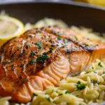 30-Minute Seared Salmon with Lemon Orzo