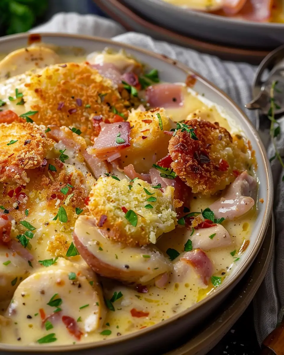 Delicious Chicken Cordon Bleu Casserole with Turkey Bacon Twist