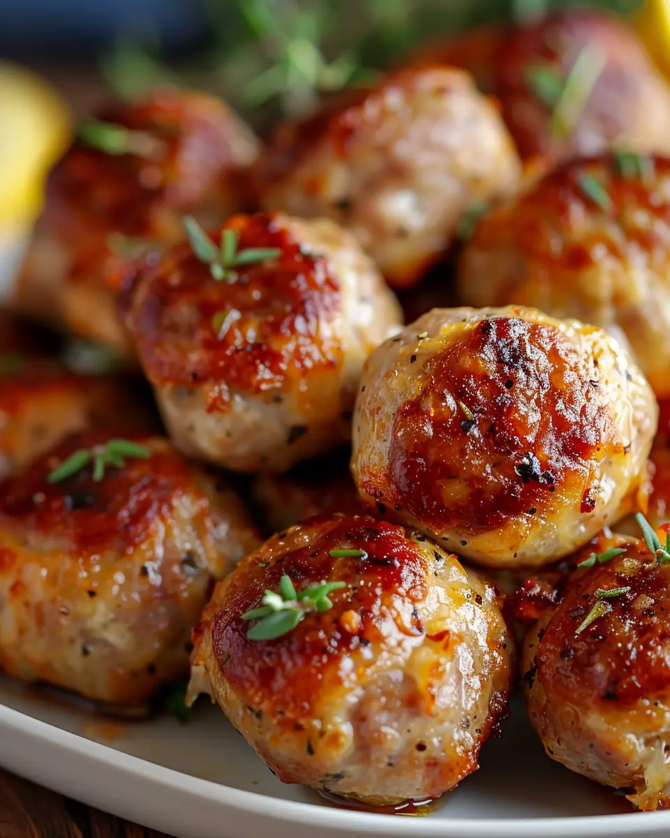 Homemade kilted sausage bites with turkey bacon and chicken ham