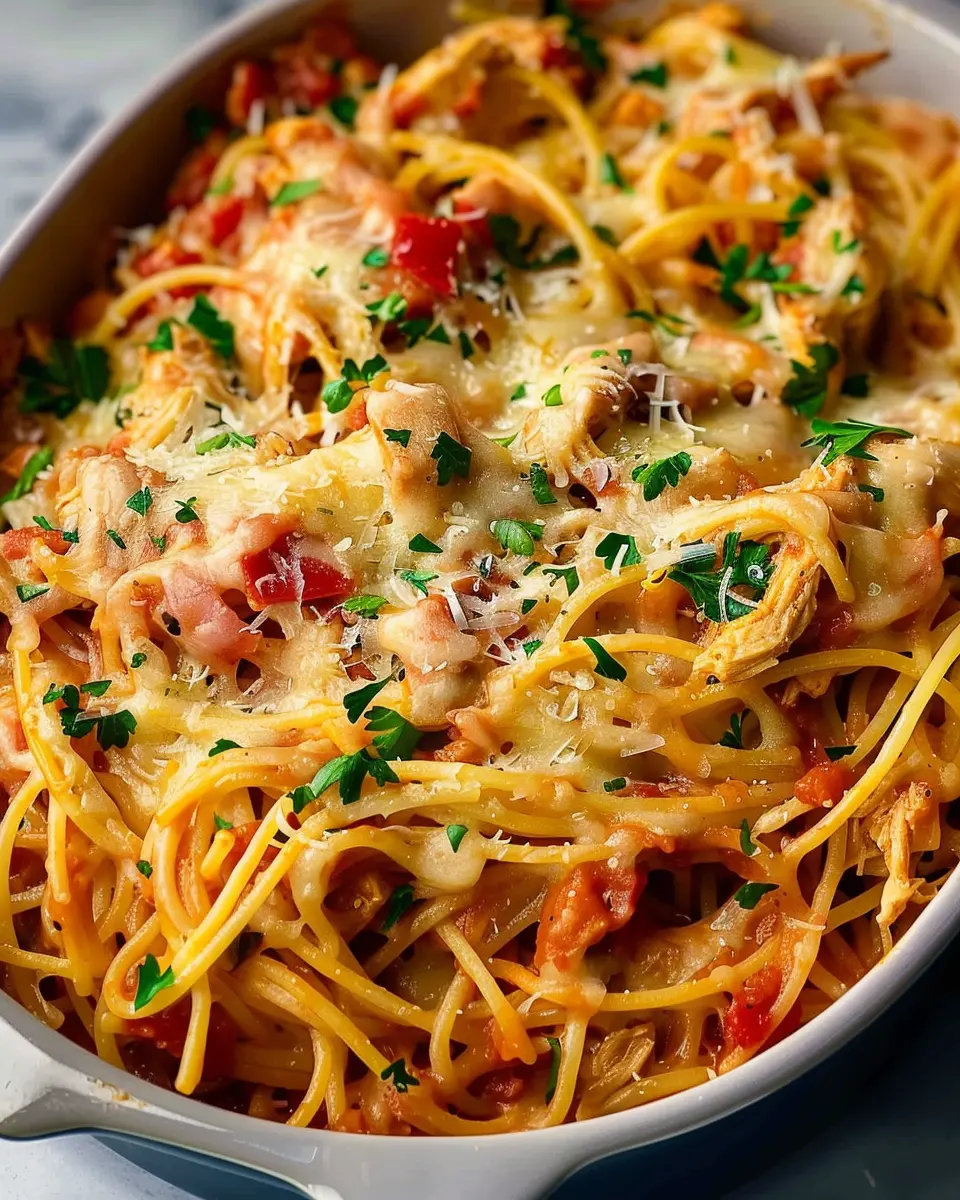 Chicken Spaghetti Delight: Easy Comfort Food with Turkey Bacon