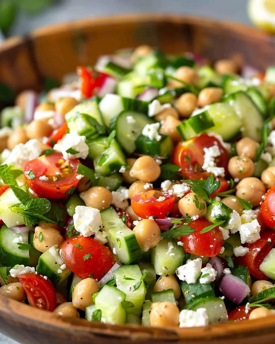 Easy Chickpea Cucumber Salad: A Refreshing Twist with Feta and Tomatoes