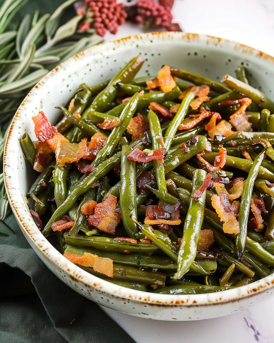The Best Crack Green Beans Recipe with Turkey Bacon Delight