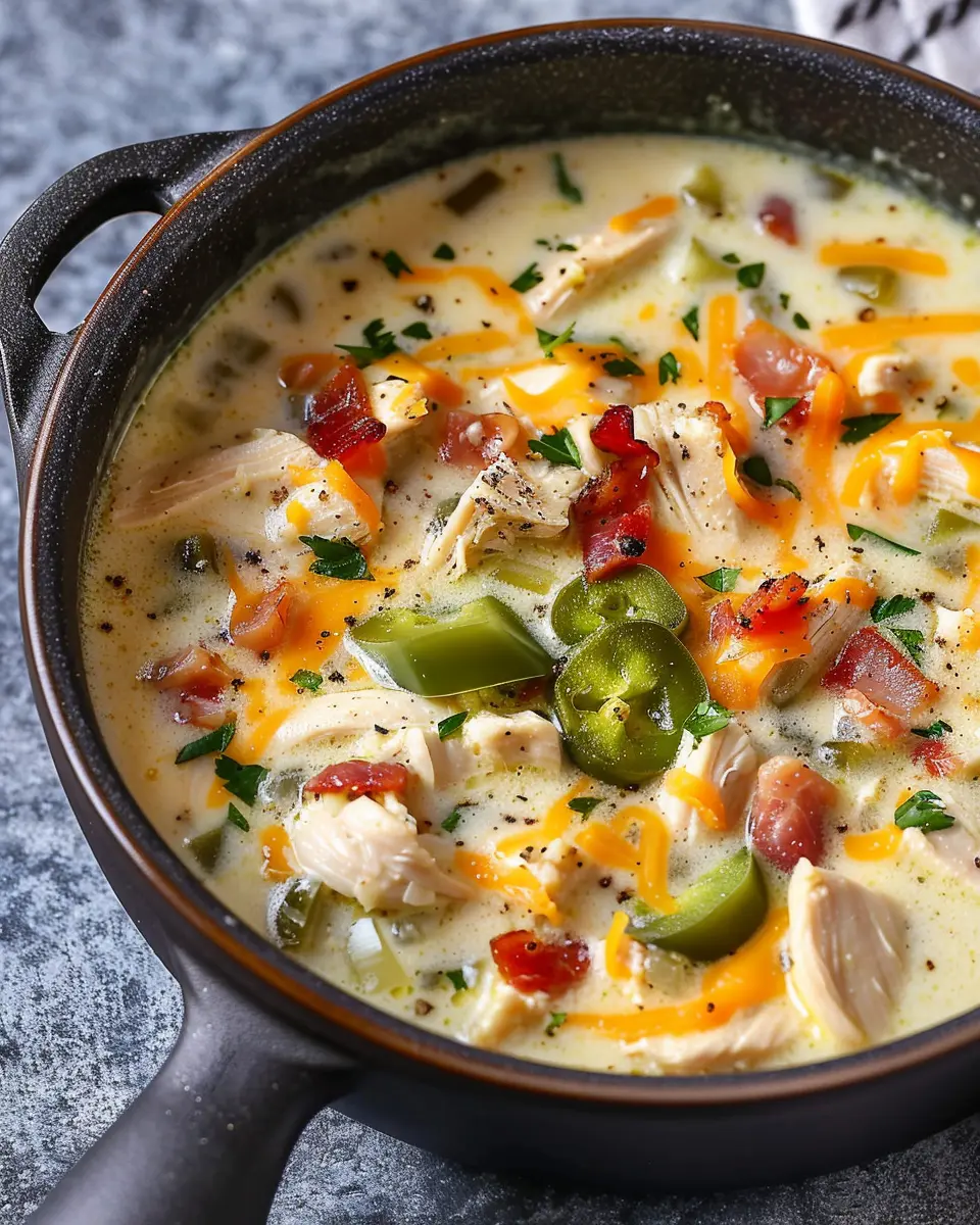 Jalapeño Popper Chicken Soup: Easy Comfort with Turkey Bacon