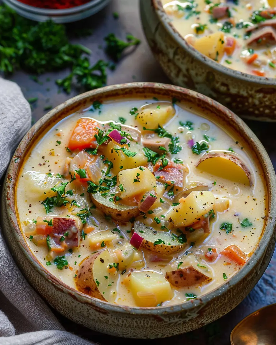 Cajun Potato Soup: The Best Creamy Comfort with Turkey Bacon and Chicken Ham