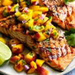 Grilled Salmon with Mango Peach Salsa