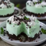 No Bake Mint Chocolate Chip Shamrock Cheesecake