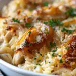 French Onion Chicken Orzo Casserole