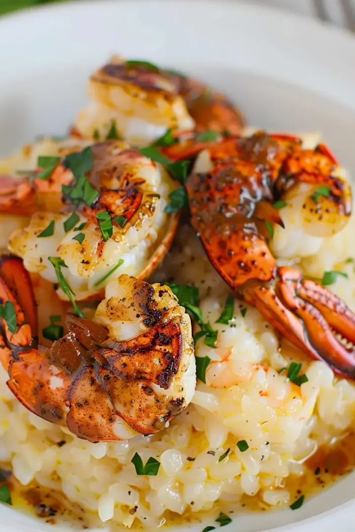 Butter Poached Lobster Tails with Risotto