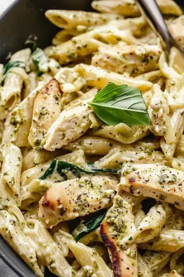 One Pot Creamy Pesto Chicken Pasta