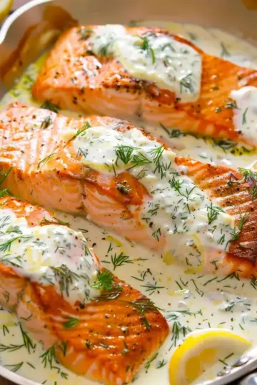 Salmon with Lemon Dill Sauce